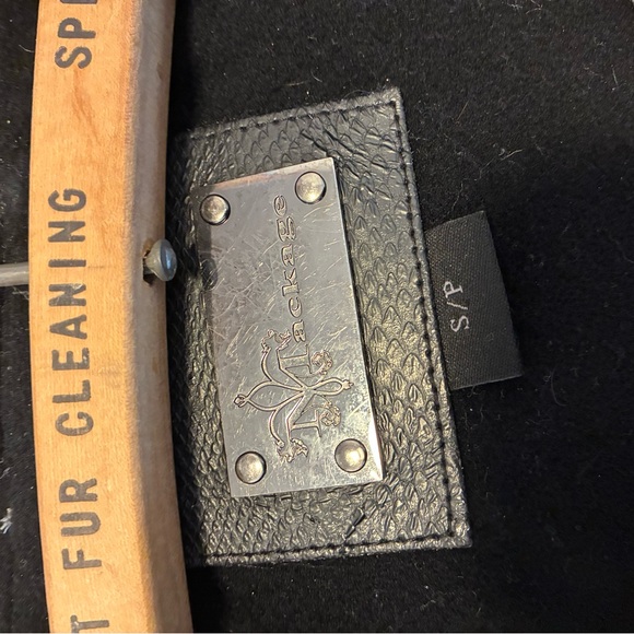 MACKAGE Black Wool Cashmere Peacoat Leather Trim Double Breasted - Picture 2 of 8